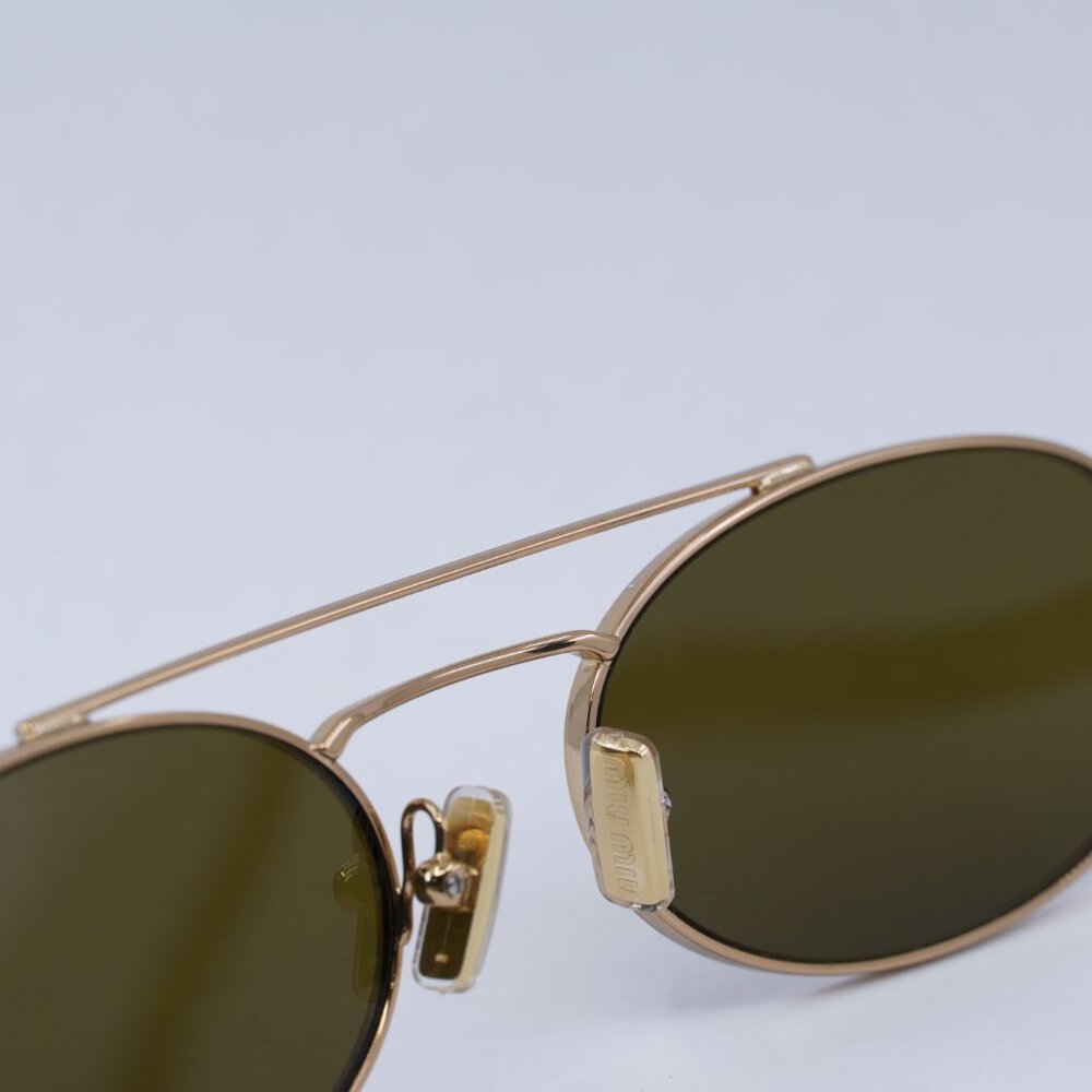 🕶️ New Miu Miu MU54ZS 7OE09Z Sunglasses - Brass Gold Frame, Dark Brown Lenses - Picture 7 of 12